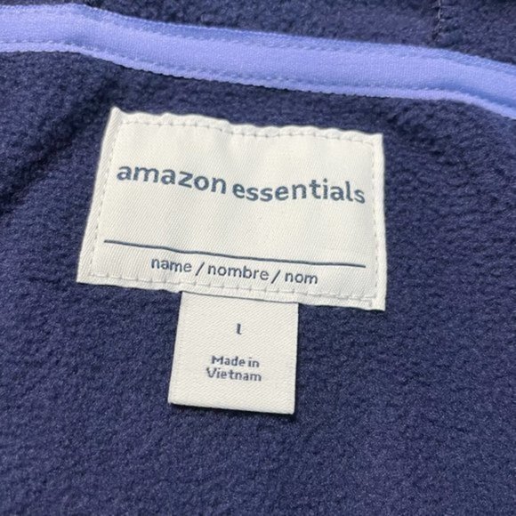 AMAZON ESSENTIALS Navy Fleece Hooded Jacket Large 9/10 - Picture 4 of 10